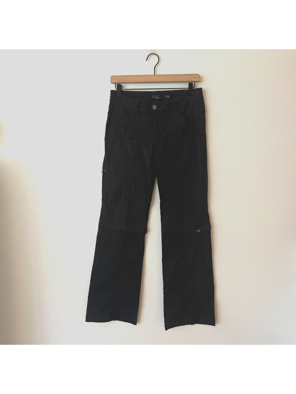 Prana Black Convertible Zip Off Mid-Rise Straight Leg Hiking Pants Women's Sz 2